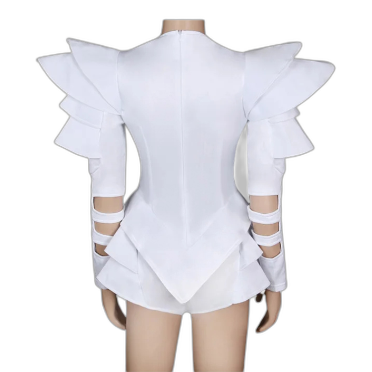 Crystal Couture White Party Bodysuit