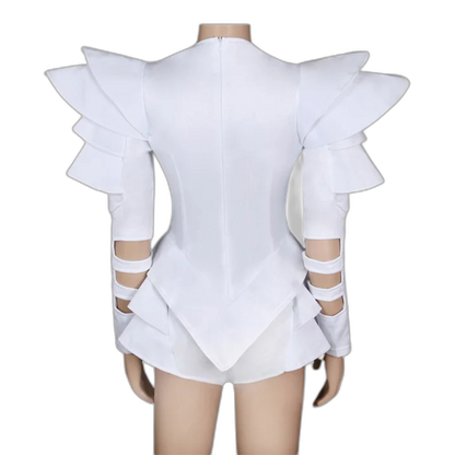Crystal Couture White Party Bodysuit