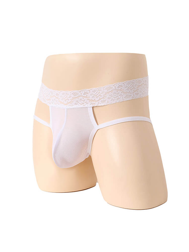 Men's Sexy High Waist Lace See-Through Jockstrap