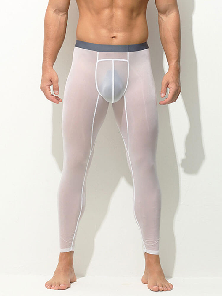 Men's Sheer Ice Silk U-Bulge Pouch Slim-Fit Pants