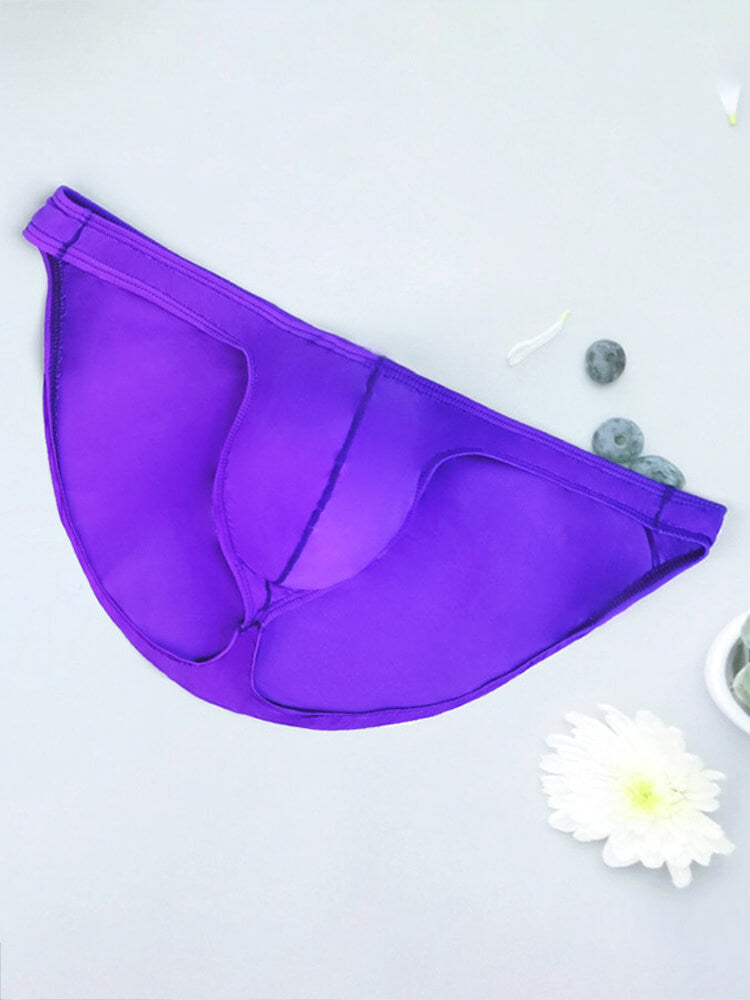 Men's Sexy Purple High-Cut Thin-Strap Briefs