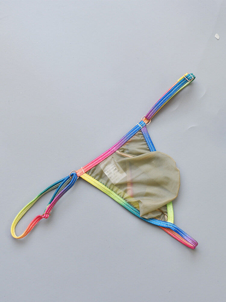 Men's Mesh Pouch Ultra-Thin Rainbow Thong