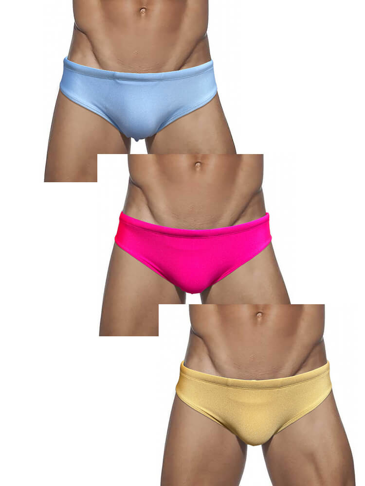 Men's Solid Color Shiny Sexy Triangle Swim Briefs