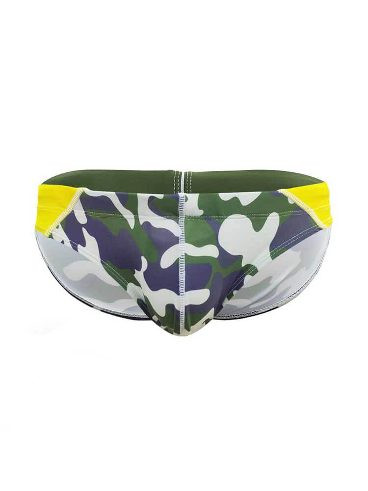 Men's Sexy Low-Rise Camouflage Color-Block Swim Briefs