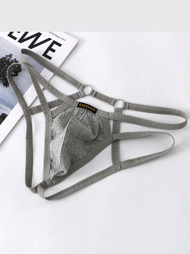 Men's Thin Strap Hollow Breathable Cotton Thong