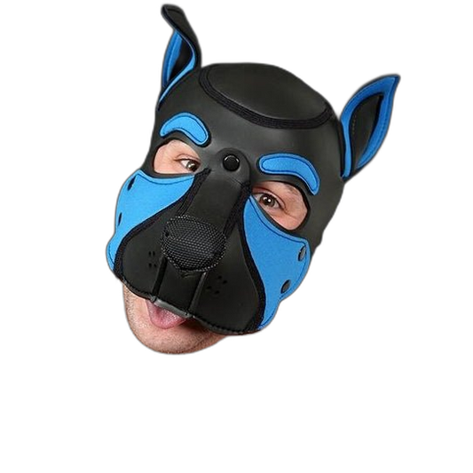 Mr S Leather NEOPRENE FRISKY Puppy Hood | Black & Cobalt