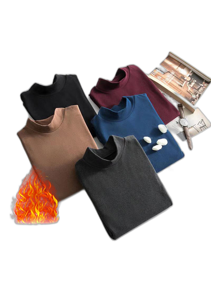 Mid-neck Men's Fleece Warm Bottoming Top T-shirt