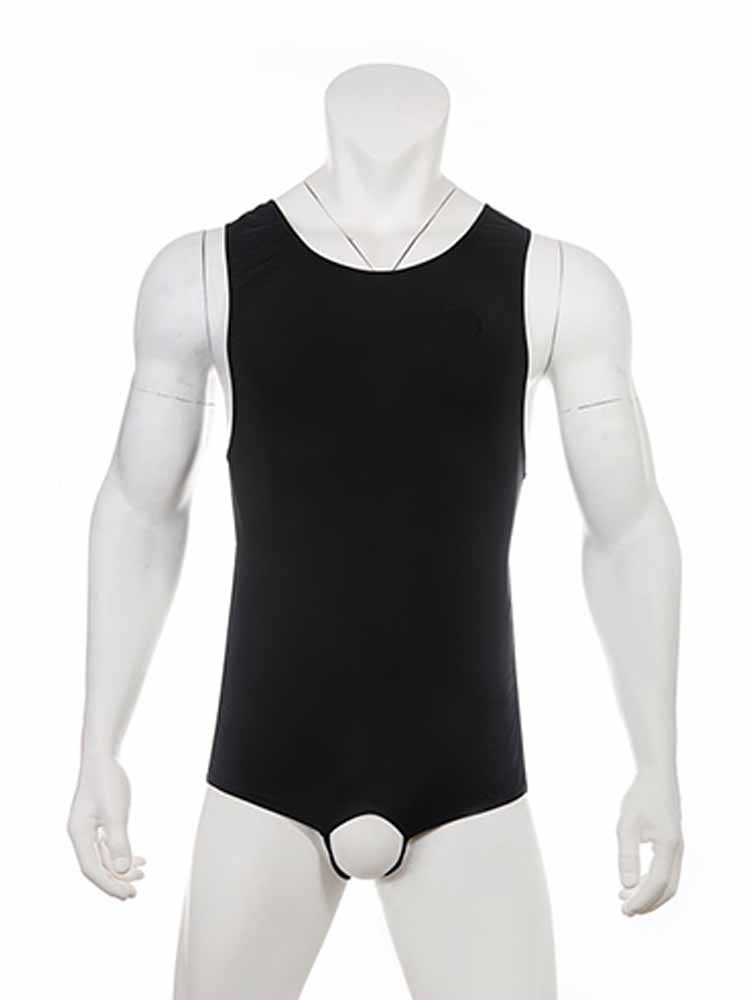 Men's Sleeveless Hip Revealing Slim Bodysuit
