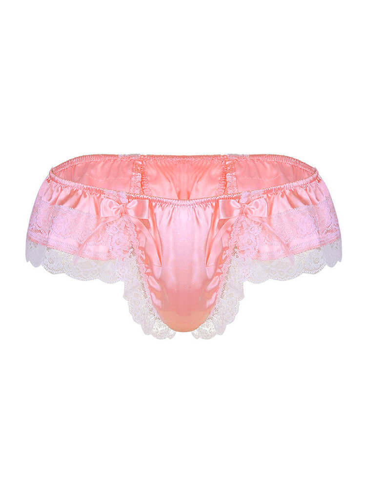 Men's Open Hip Lace Bow Spandex Thong