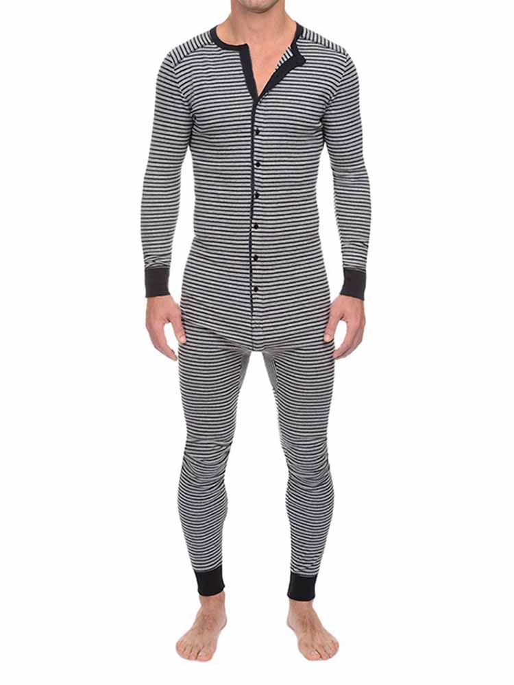 Men's Striped Pajama Jumpsuit