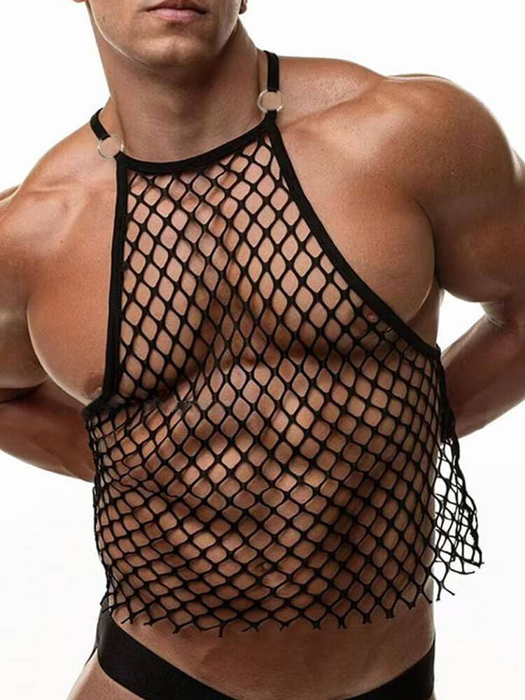 Men's Sexy Cutout Sheer Fishnet Tank Top