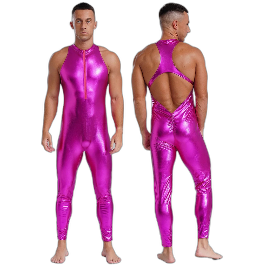 Power Pose Metallic Disco Men's Bodysuit