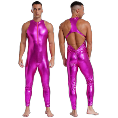 Power Pose Metallic Disco Men's Bodysuit