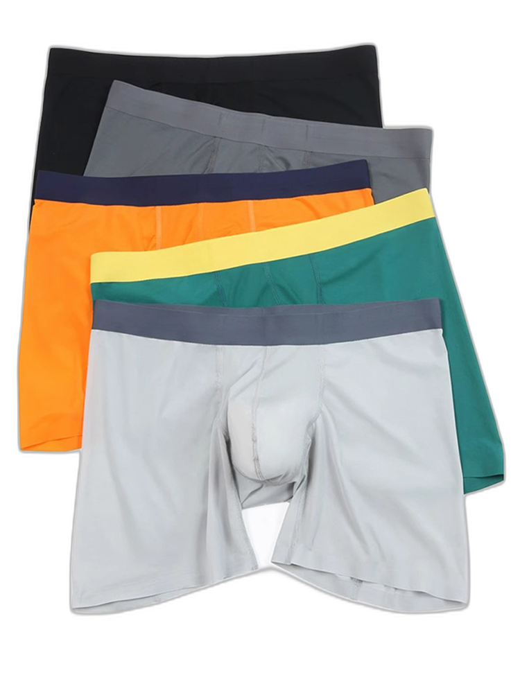 3 Pack Men's Ice Silk Athletic Long Boxer Briefs