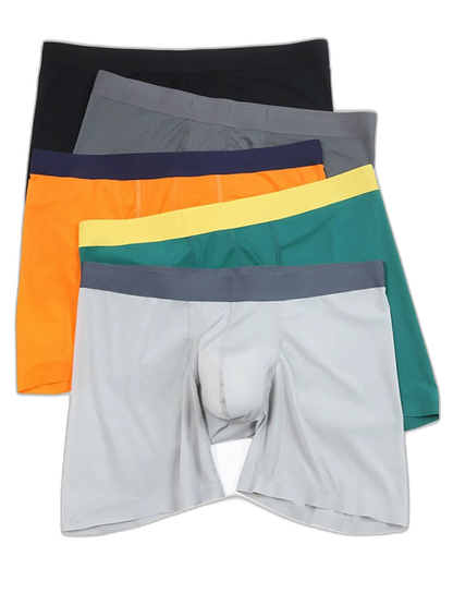 3 Pack Men's Ice Silk Athletic Long Boxer Briefs