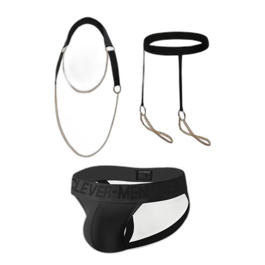 Full Body Elastic Harness with Chains & Jockstrap