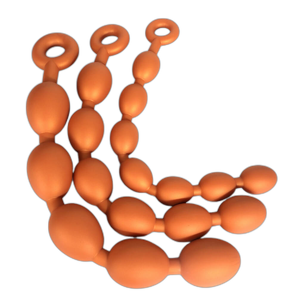 Drake - Silicone Anal Beads - 3 Sizes Anal Balls - Anal Chain with a Pull Ring