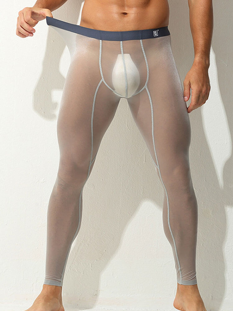 Men's Sexy Ultra-Thin Sheer Top Tight Leggings Set