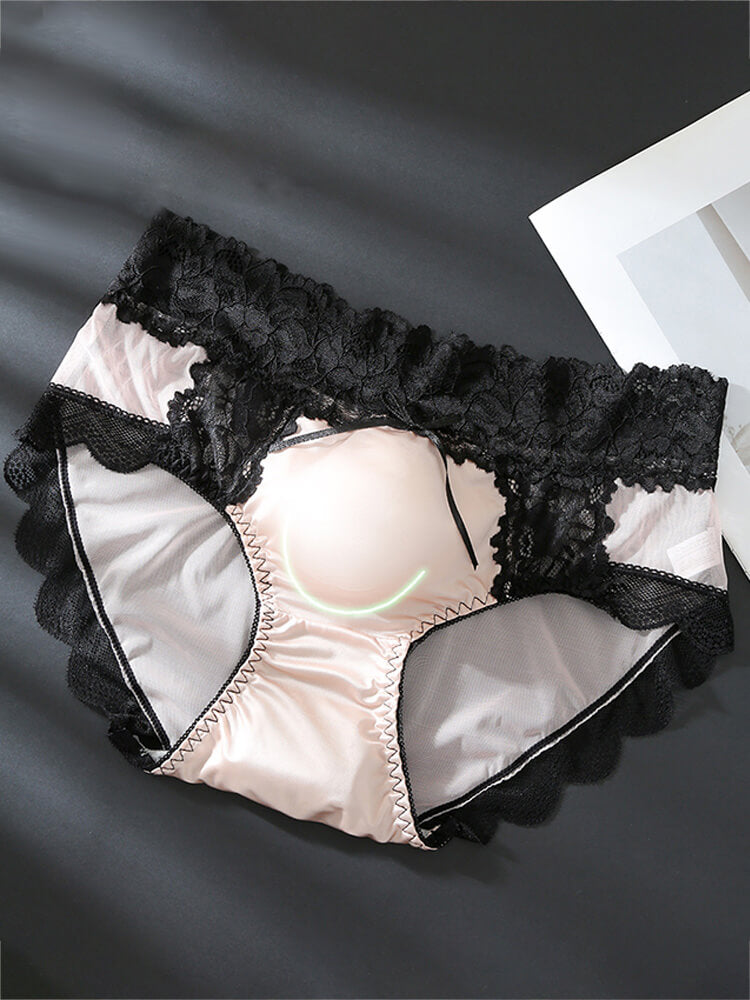 Men's High-Waisted Lace-Trim U-Pouch Briefs