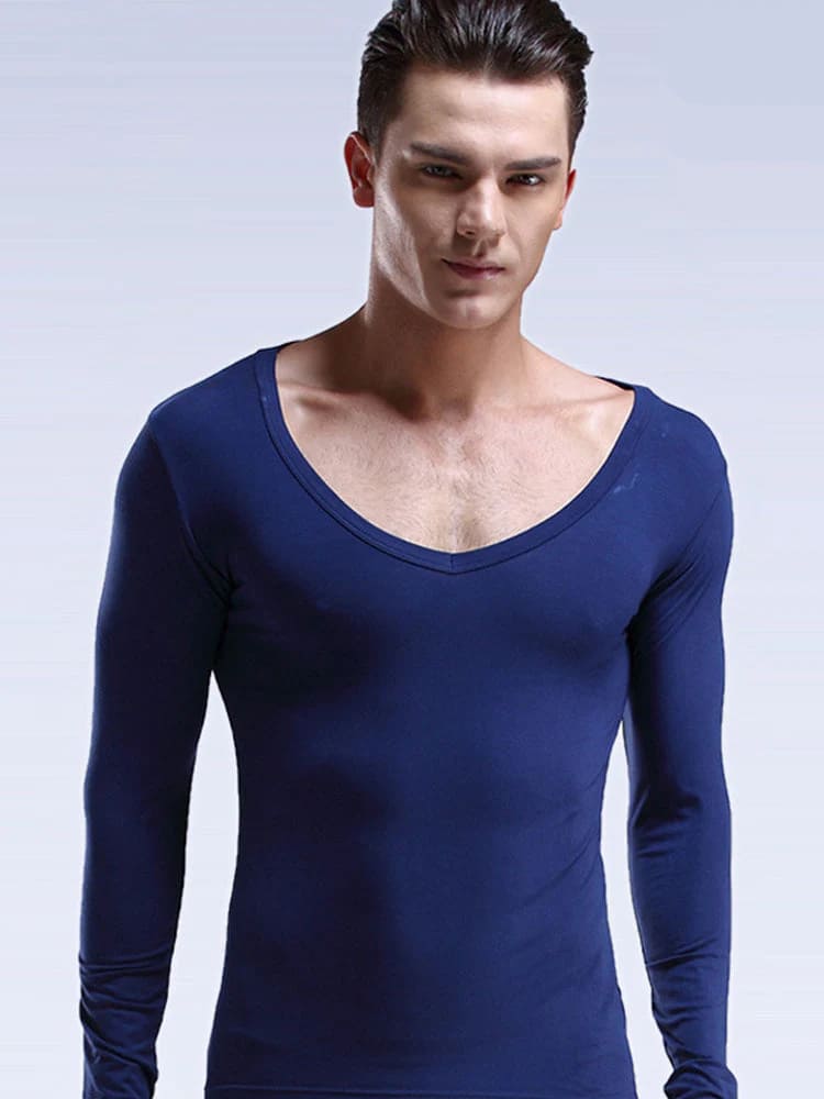 Men's Ultra Soft Low Cut V-Neck Thermal Shirt