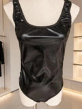 Men's Sexy Glossy Patent Leather Cutout Bodysuit
