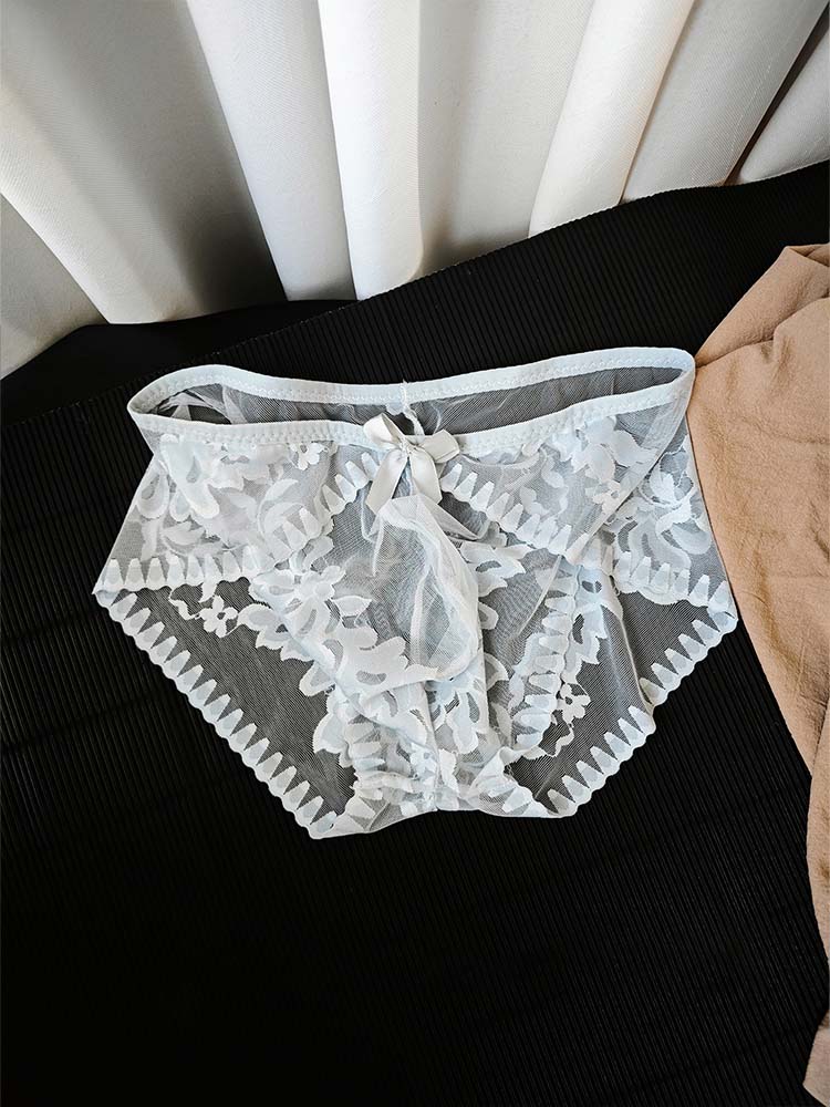 Men's Sexy Transparent Seamless Lace Briefs