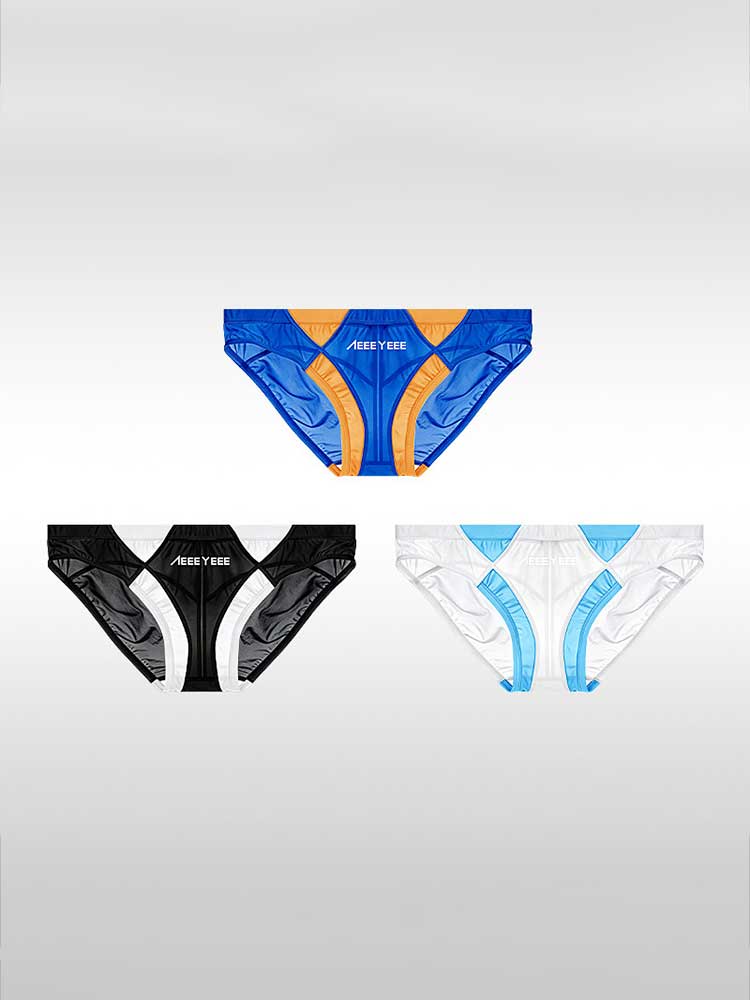 Men's Sexy Sheer Colorblock Stretch Thin Briefs