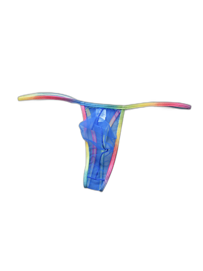 3-pack Men's Sexy Rainbow Transparent Convex Pouch Breathable Thong