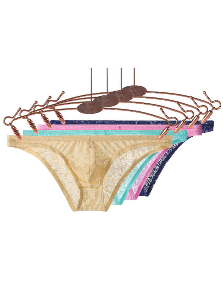 Men's Sexy Breathable Pouch Low-Rise Lace Briefs