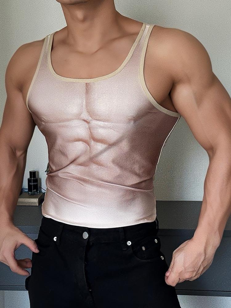 Men's Simulated Muscle Print Sports Tank Top