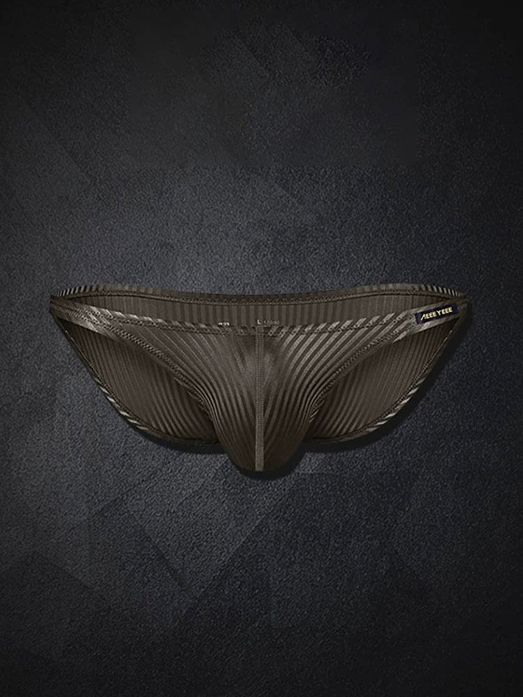 Men's Vertical-Striped High-Cut U-Pouch Briefs