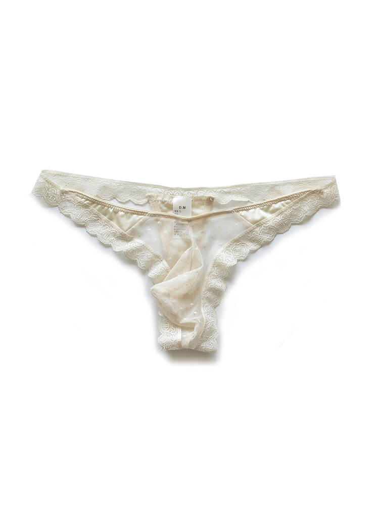 D.M Men's Sexy Low-Rise See-Through Mesh Lace Thong