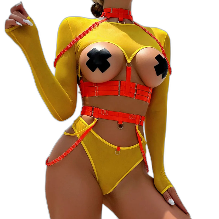Unsubtle Temptress Bondage Bodysuit Set