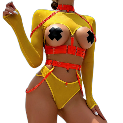 Unsubtle Temptress Bondage Bodysuit Set