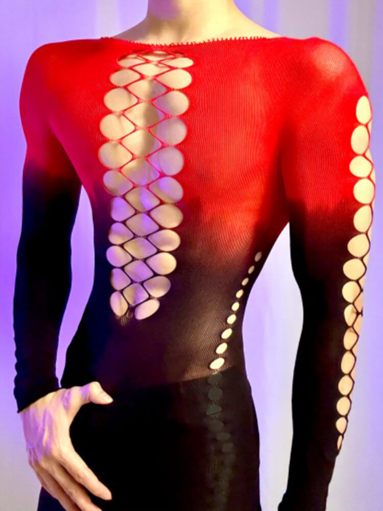 Men's Cutout Tight-Fitting See-Through Sexy Top