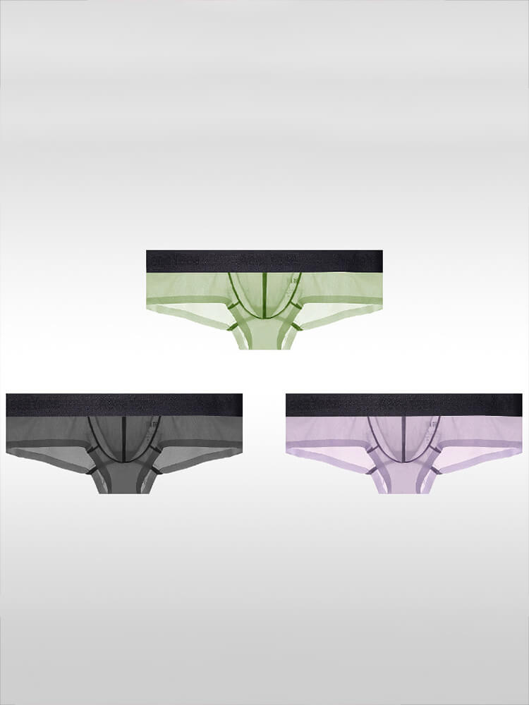 Men's Sexy Low-Rise Stretch Sheer Ice Silk Boxer Briefs