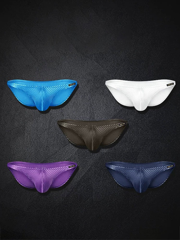 Men's Vertical-Striped High-Cut U-Pouch Briefs