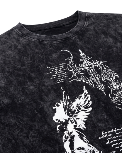 Grunge Angel & Script Graphic T-Shirt