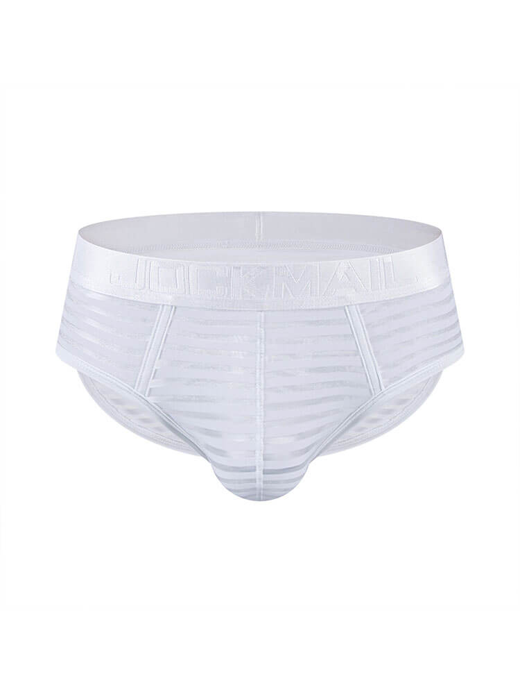 Men's Sexy Mesh Sheer Striped Low-Rise Briefs