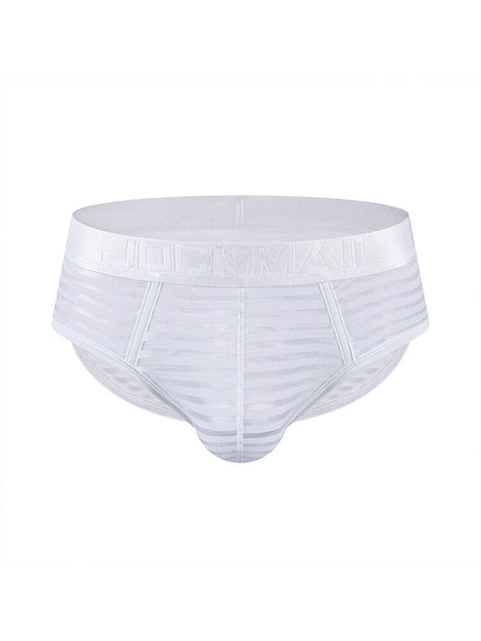 Men's Sexy Mesh Sheer Striped Low-Rise Briefs