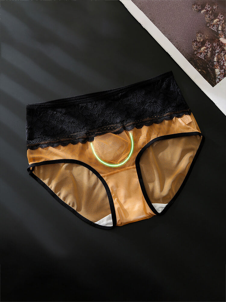 Men's Lace-Trimmed Mesh Panelled Thin Briefs