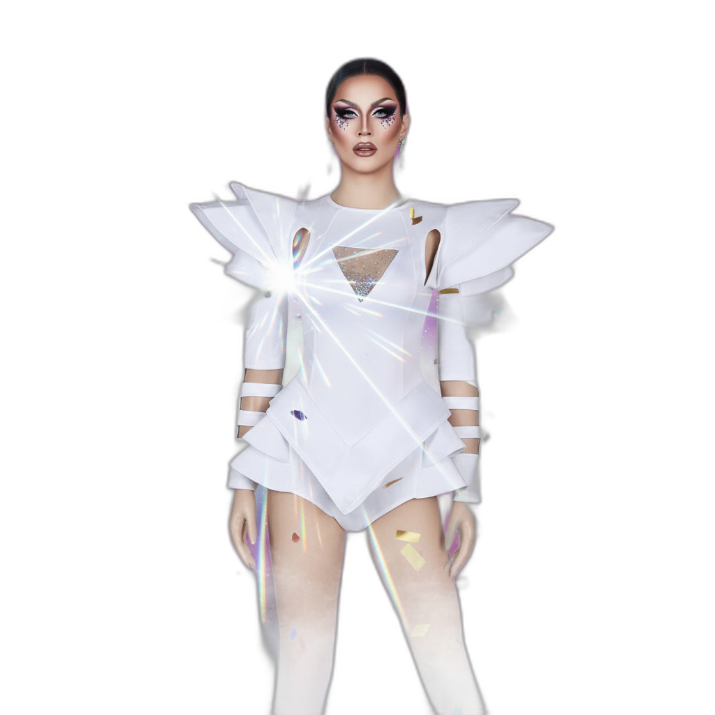 Crystal Couture White Party Bodysuit