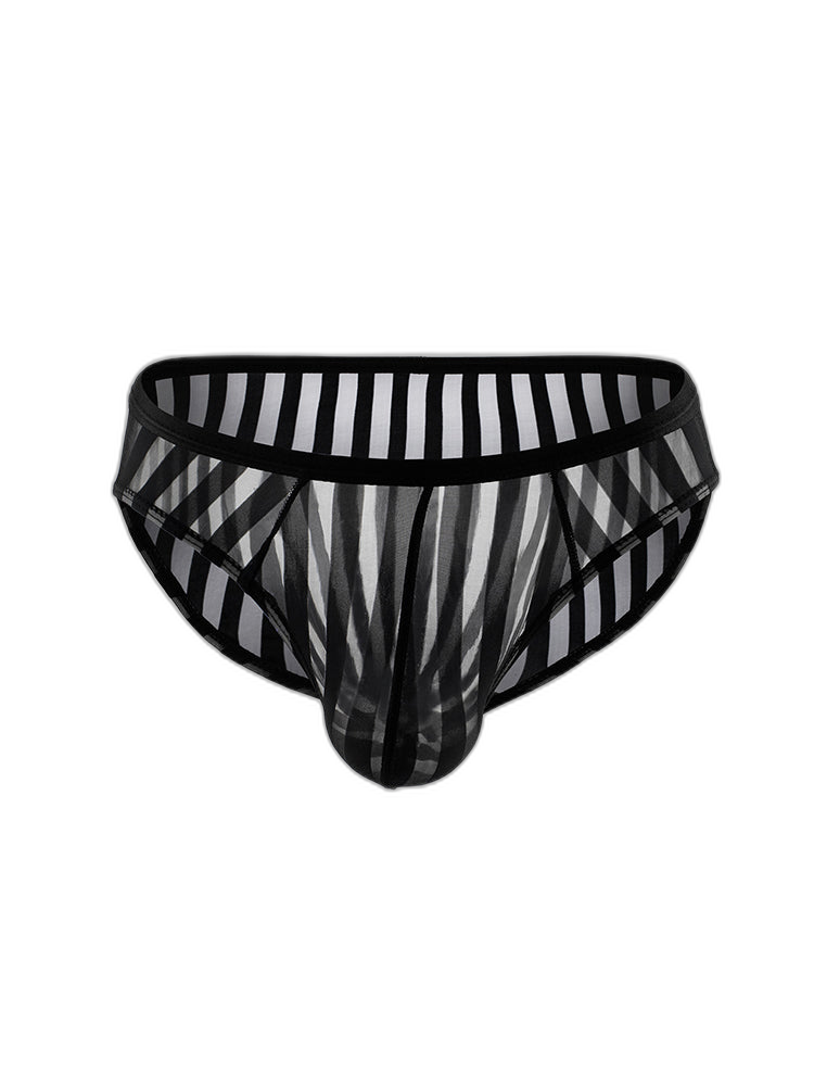 3 Pack Men's Sexy Striped Sheer Mesh Bikini