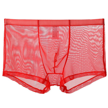 Mid Waist Mesh Sexy Pouch Bag Boxers