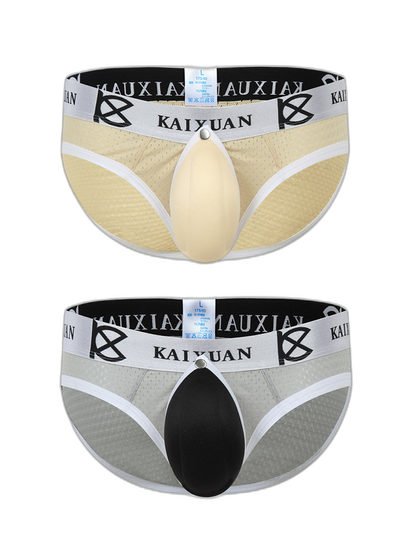 2 Pack Men's Sexy Mesh Front Opening Sponge Coaster Briefs