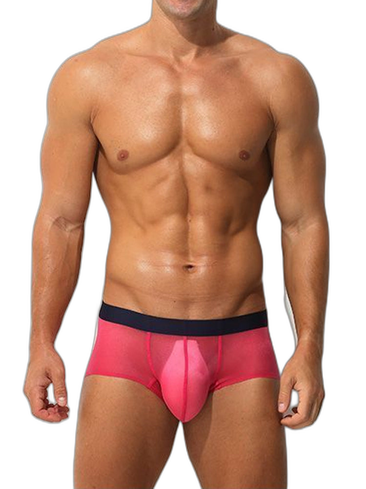 Men's Transparent Sexy Ice Silk Seamless Boxer Briefs