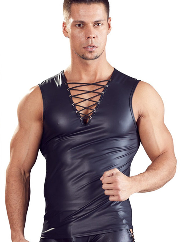 Men's Matte Leather Sleeveless Performance Tank Top