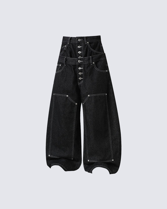 High Street Double Waistband Patchwork Pants