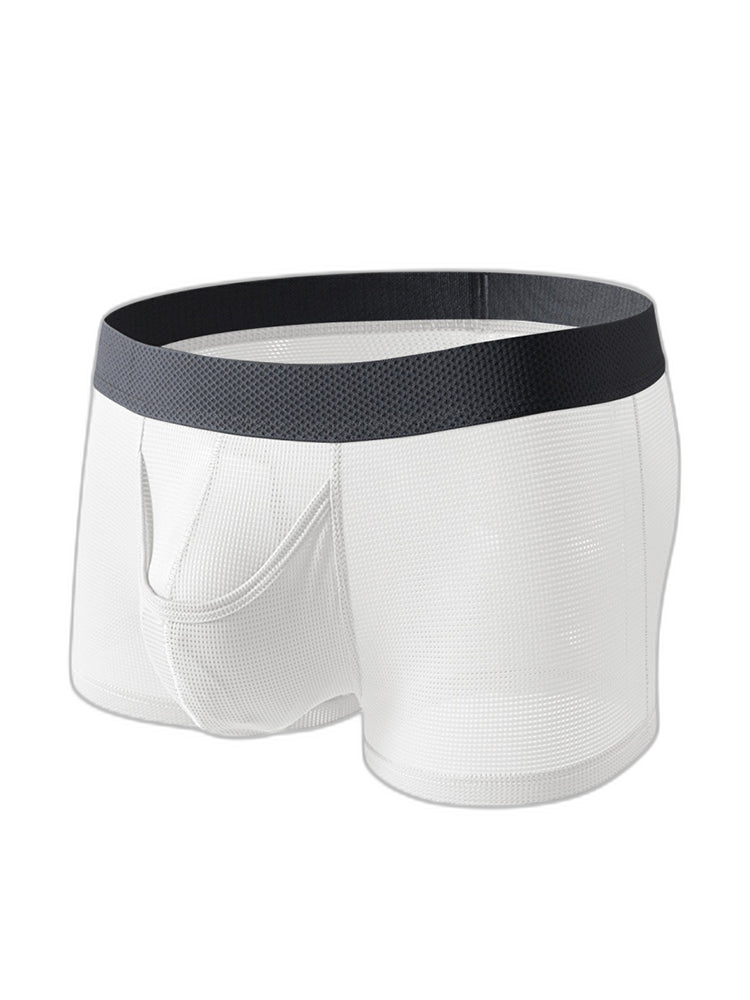 3 Pack Men's Ice Silk Front Split Pouch Breathable Mesh Cooling Comfort Trunks