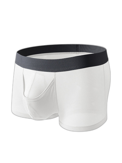 3 Pack Men's Ice Silk Front Split Pouch Breathable Mesh Cooling Comfort Trunks